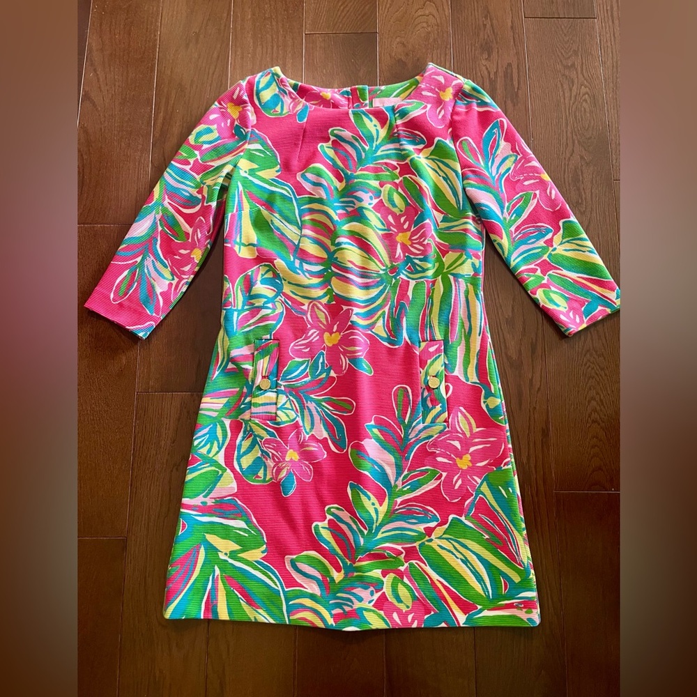 Lilly Pulitzer Charlene Long Sleeve Shift Dress – Pomegranate Jungle Print